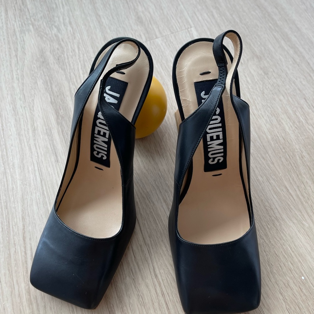 Jacquemus black Les Chaussures Salvador' Heels (added good quality leather sole)